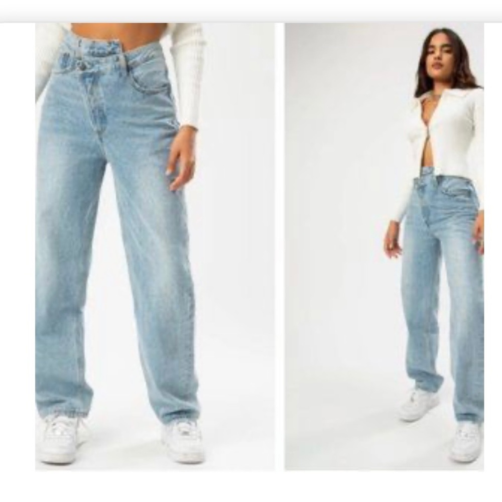 THE KRIPT GAVIN Y2K ASYMETRICAL BUTTON-FLY SLOUCHY LIGHT WASH SKATER JEANS SzS/4